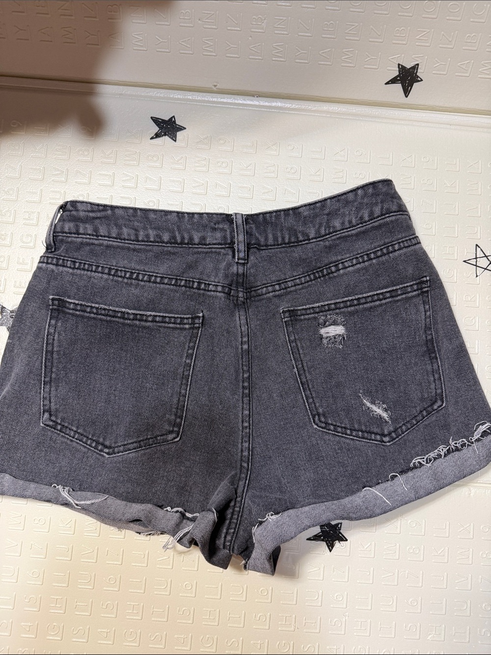 PacSun Black Distressed High-Rise Denim Shorts - Picture 4 of 6